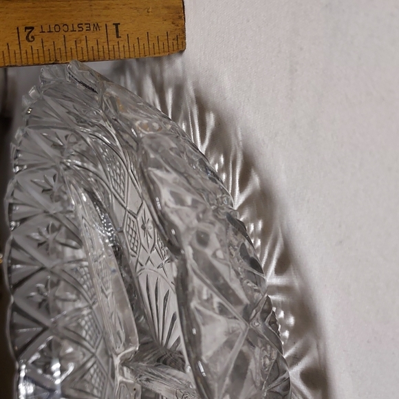 3 divided tray dish etched and cut crystal shabby chic diamond 💎 stars 🌟 - Picture 7 of 13